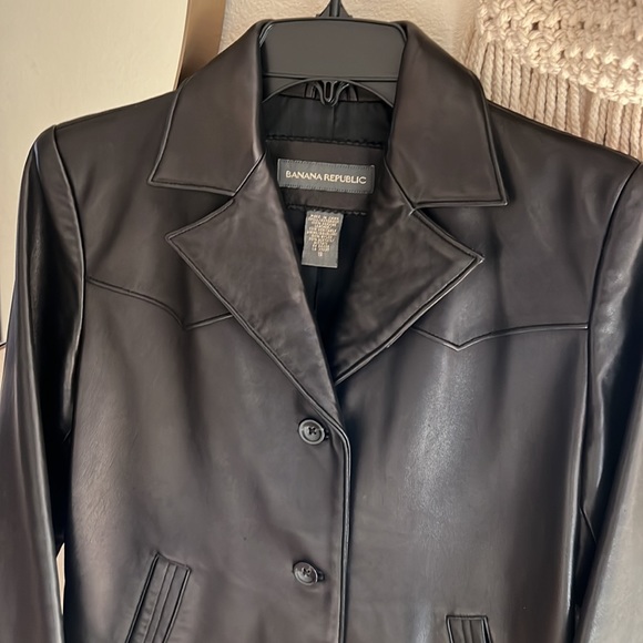 Banana Republic soft leather jacket, black small size. Y2K fashion. - Picture 3 of 10